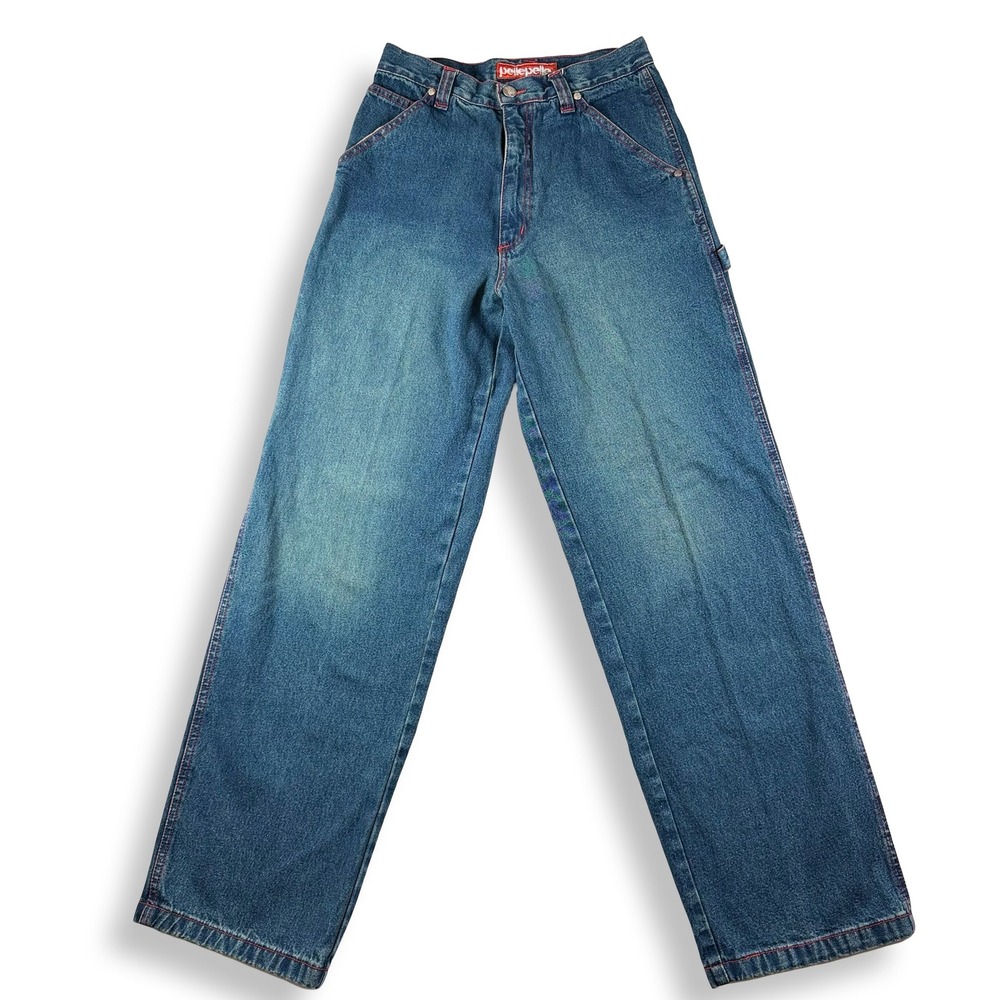 Pelle Pelle Marc Buchanan Vintage Carpenter Jeans Red Stitch Wide Leg Blue W27